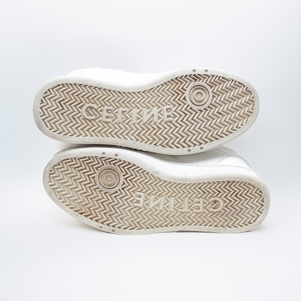 CELINE CT-02 Womens White Calf Leather High-Top Logo Sneakers SIZE‎ 37 EU / 7 US - Picture 8 of 15